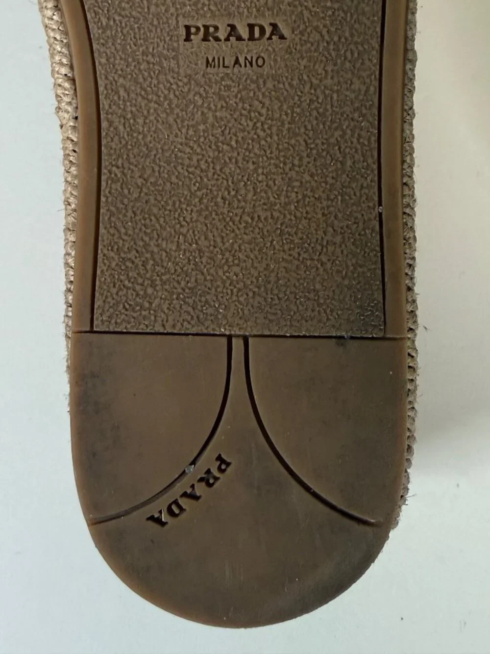 PRADA Women's Napa Leather Peep Toe Platform Espadrilles Naturale Tan - Picture 11 of 13